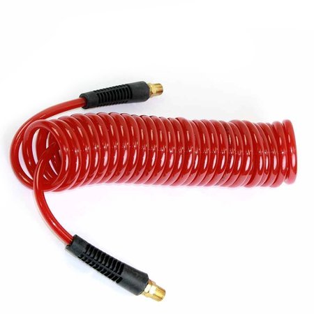 INTERSTATE PNEUMATICS Red Polyurethane Recoil Hose 1/4 Inch x 20 feet Solid Fittings HR34-020